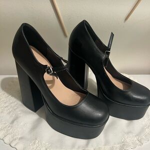 Black Platform Mary Jane Heels